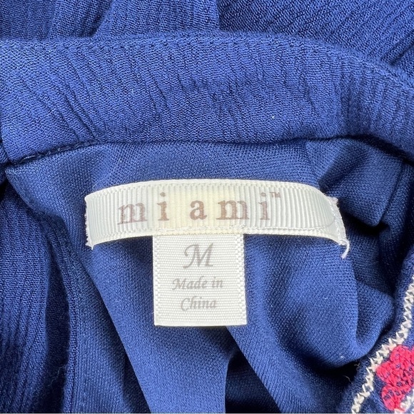 Blue Boho Embroidered Sleeveless Dress Stretch Lined Bohemian Medium High Neck - Picture 9 of 9